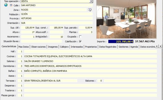 captura de la pantalla de inmuebles del programa ERP System S2